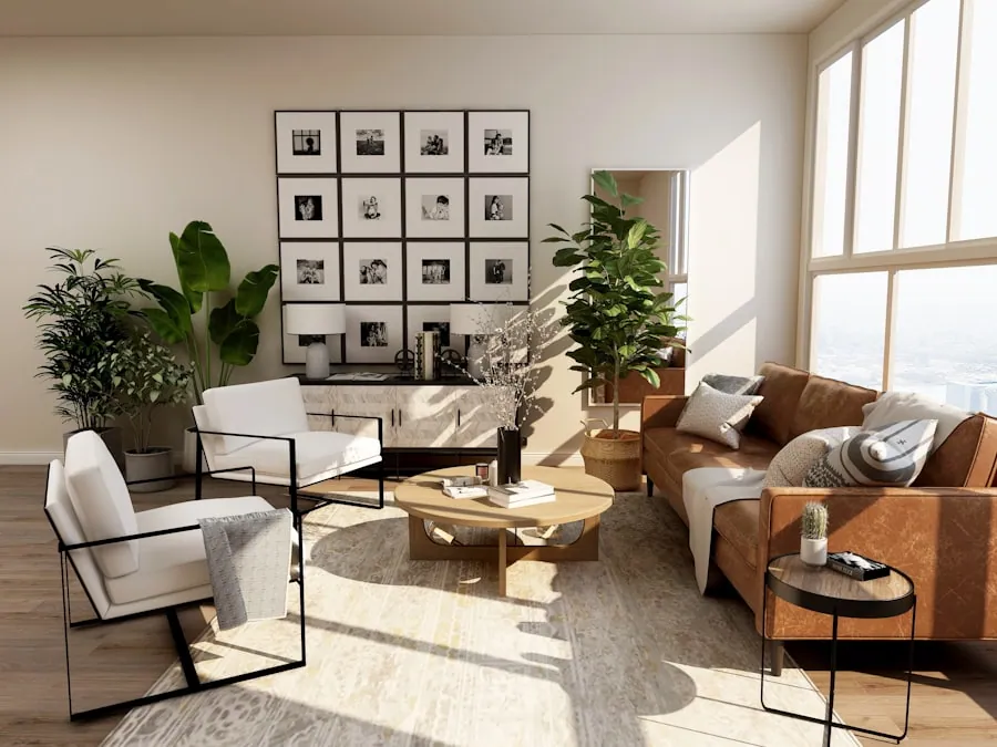 Interior residencial moderno con iluminación natural